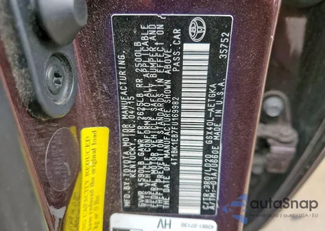 2015 Toyota Avalon Xle из США, поврежденный, VIN 4T1BK1EB7FU169982